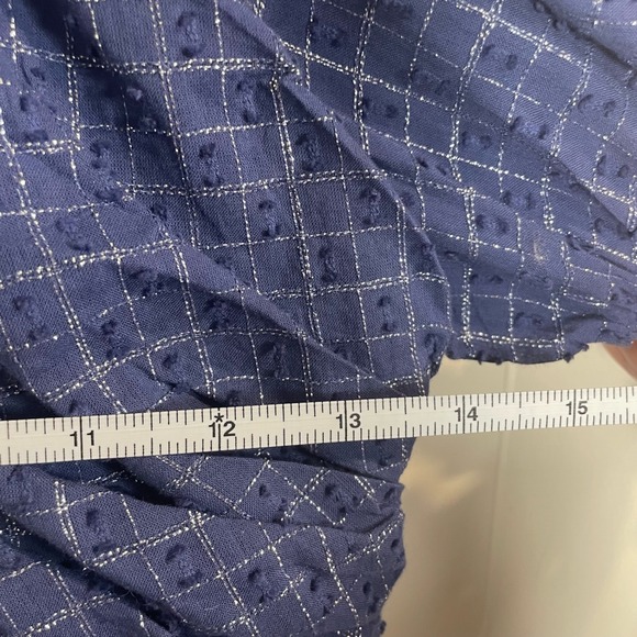 Never Fully Dressed Navy Metallic Grid Puff Sleeve Maxi‎ Dress XS - Picture 4 of 9